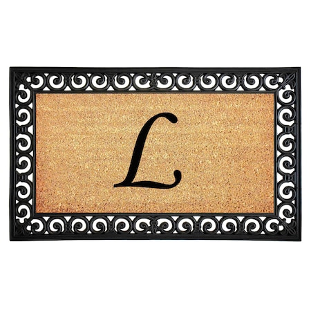 Monogram Door Mat, Black, Natural, 18 in W x 30 in L